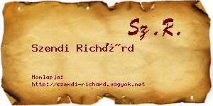 Szendi Richárd névjegykártya